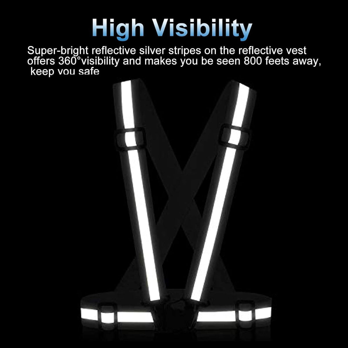 Reflective Vest Running Gear, 2Pack High Visible Safety VES for Cycling Jogging Running Walking, Adjustable for Men Women