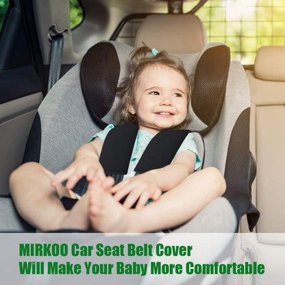 MIRKOO Car Seat Belt Cover Pad, 2-Pack Soft Car Safety Seat Belt Strap Shoulder Pad for Adults and Children, Suitable for Car Seat Belt, Backpack, Shoulder Bag, Upholstery for Vehicles (Black)