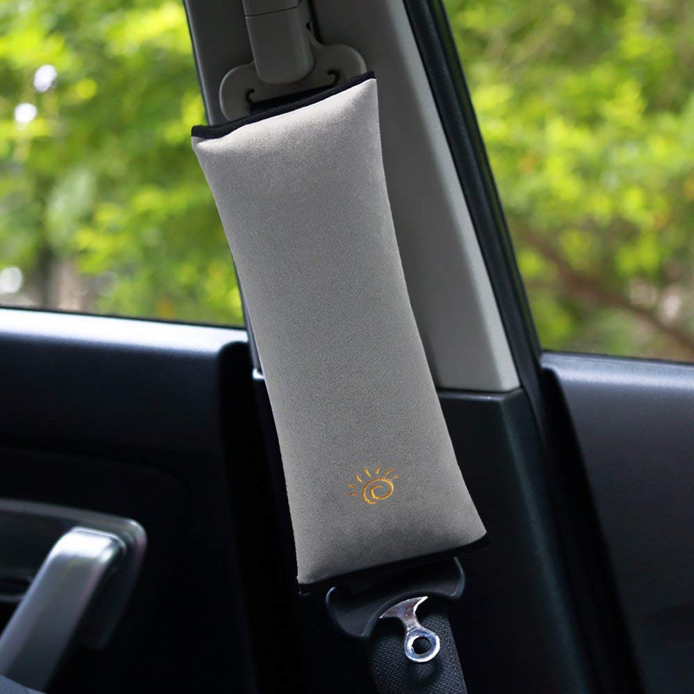 Gray Seat Belt Pillow for Kids 2PC, Seatbelt Pillow for Child Travel, Seat Belt Pillow for Toddler Head Protector, Shoulder Pad for Car Safety Seatbelt, Car Sleeping Seat Belt Pillow Support