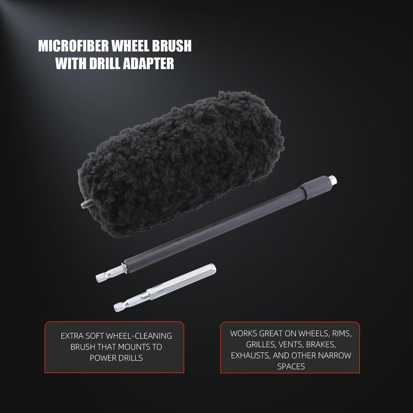 Drill Wheel Brush, Drill Microfiber Wheel Brush, SPTA 1 Pc Soft Microfiber Extended Reach Rim Drill Wheel Brush,with 1 adddtional Drill Adapter for Electric Drill -DF068