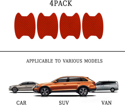 4PCS Sticker, Carbon Fiber Anti-Scratches Car Door Cup Protector, Non-Marking Auto Door Handle Protective Film, Universal for Most Car Handles (Black/4PCS)