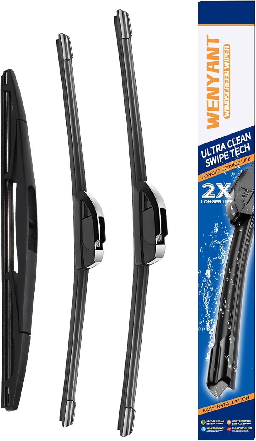 26"/19"/16" Windshield Wipers Compatible with Toyota Prius 2010-2015 Front and Rear Wiper Blades for My Car Automotive Replacement (Set of 3) - Colors A