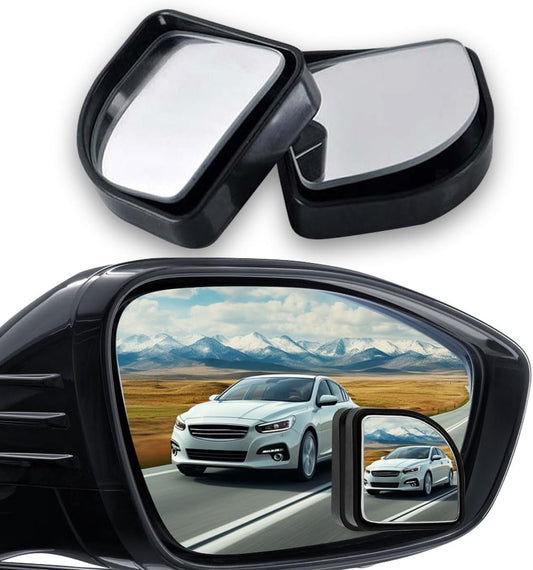 2PCS Fan Shaped Blind Spot Mirrors for Cars, 360 Degree Convex Wide Angle Rear View Mirror, Adhesive HD Glass Side Mirror, Universal Auxiliary Safety Parking Mirror for Cars SUVs Trucks (Black)