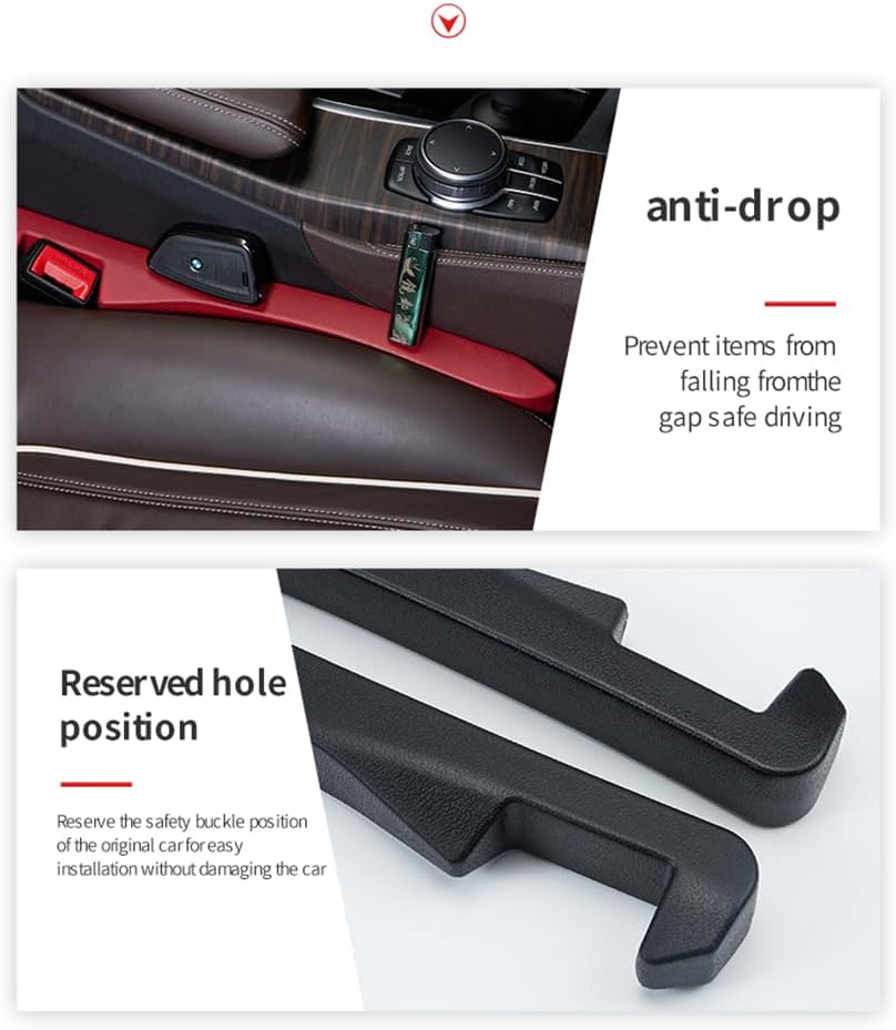 IHOTDER 2PCS Car Seat Gap Filler - Car Seat Gap Filler Organizer for Holding Phone,Key,Purse - Universal Car Gap Filler Fits Car Truck SUV Car Interior Accessories (Black/2PCS)…