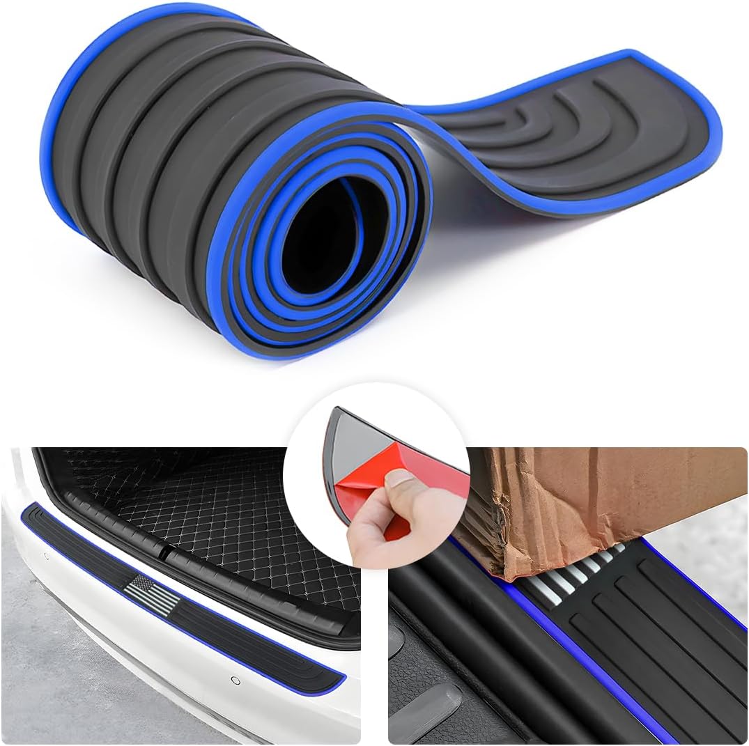 Car Rear Bumper Protector Guard, Anti-Scratch Abrasion Rubber Trunk Door Entry Sill Guard, Non-Slip Vehicle Trim Cover Protection Strip, Car Accessories for Most Cars and SUV (Black/Red/35.4" x2.7)
