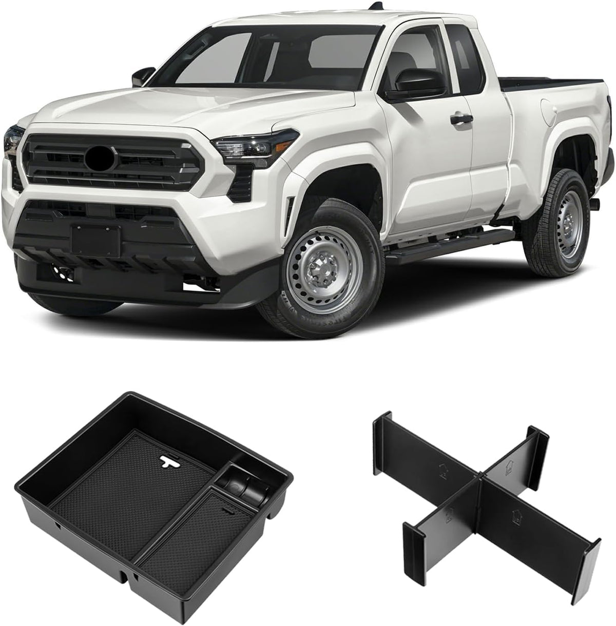 Glove Box Dividers Organizer Compatible with Toyota 2016-2020 2021 2022 2023 Tacoma Accessories Black ABS Material Center Console Organizer