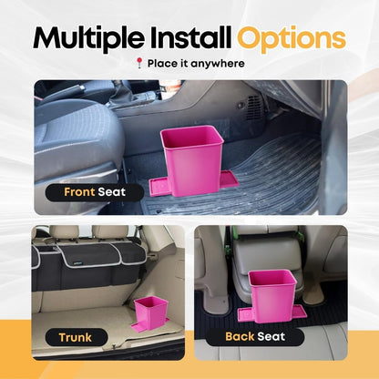 Car Trash Can for Vehicles Leakproof Compact Garbage Bin w/Stability Flap, Anti-Slip Base, Portable Trash Holder for Cars, Trucks, SUVs, Minivans (Black, Large)