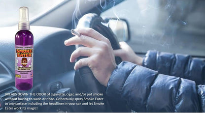 Smoke Eater Cigarette, Cigar, Cannabis & Tobacco Odor Eliminator Spray & Air Freshener for Car, Home, Clothes — Lavender, 4 oz Travel Size — Tea Tree Oil Formula, Non-Aerosol Pump Spray