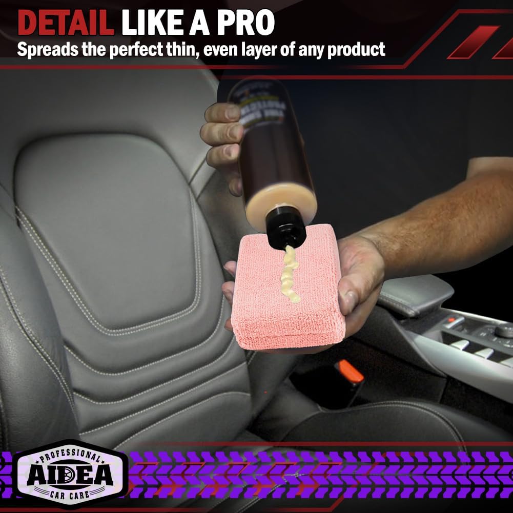 AIDEA Microfiber Applicator Pad-8Pack, Car Wash Sponge, Premium Microfiber Sponge and Cleaning Pads, Perfect for Effortless Wax, Sealant, and Conditioner Application, Car Detailing Supplies, Blue