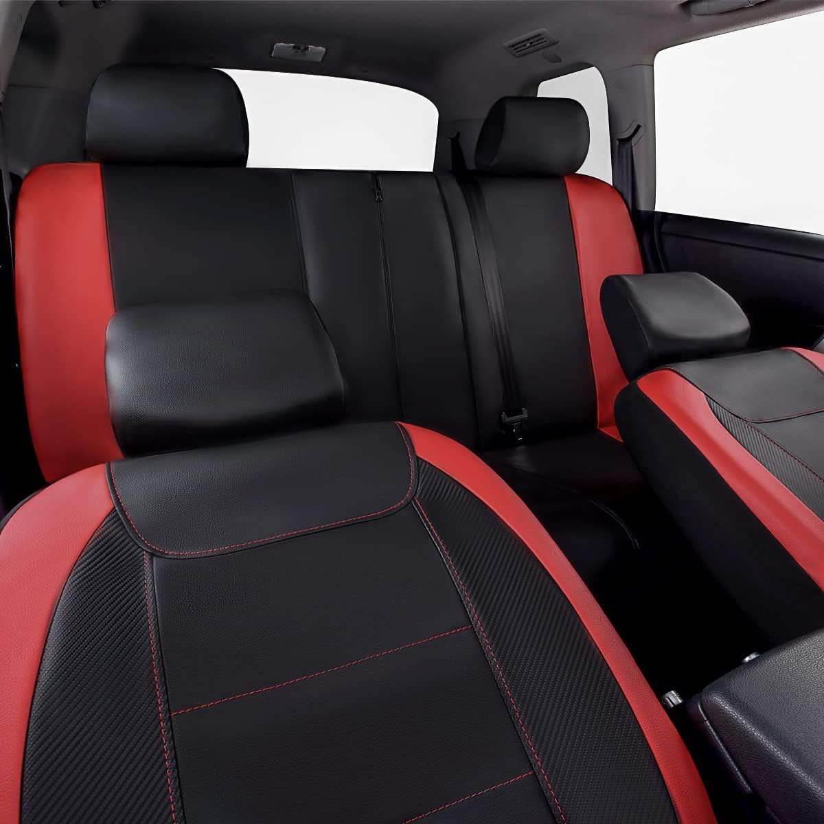 Flying Banner Carbon Fiber Leather Vehicle Seat Covers, Leopard Gray Black, Universal Fit - 8PCS