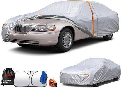 Car Cover Waterproof All-Weather,Heavy-Duty Outdoor Full Exterior Automobiles Sedan/Coupe (Length 186-193 inch) with Windshield Sun Shade Universal Fit Toyota Camry, Tesla Model 3, Accord etc