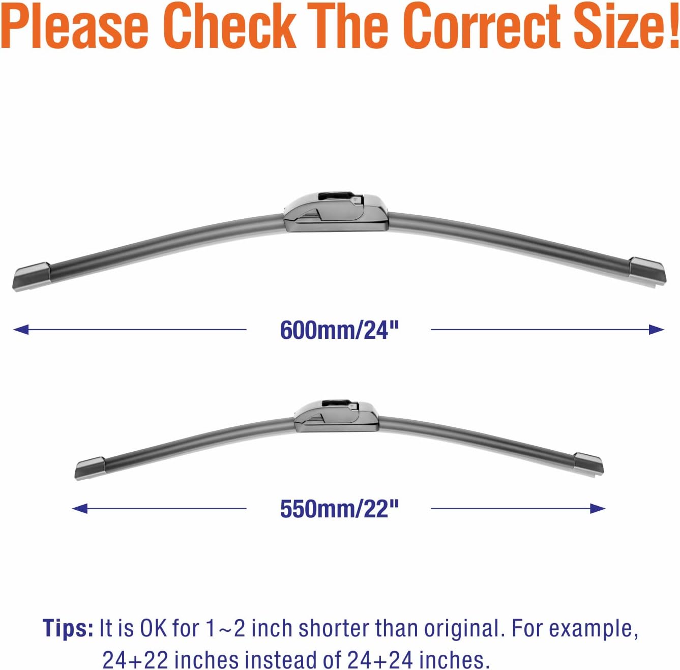 Wiper Blades 26" + 16" Automotive Replacement Windshield Wiper Blades for My Car Premium All-Seasons OE Quality Wipers for Front Windshield(Set of 2)