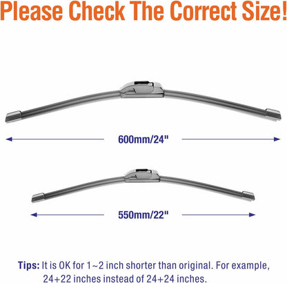 Wiper Blades 26" + 16" Automotive Replacement Windshield Wiper Blades for My Car Premium All-Seasons OE Quality Wipers for Front Windshield(Set of 2)