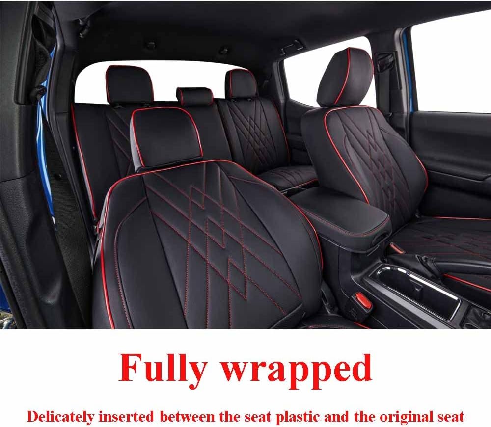 EKR Tacoma Car Seat Covers Custom Fit for Toyota Tacoma (Petrol) 2024 2025 2026 DoubleCab/CrewCab SR/SR5/TRD Sport/TRD Off-Road/Limited -Truck Seat Covers Full Set,Faux Leather(Black)