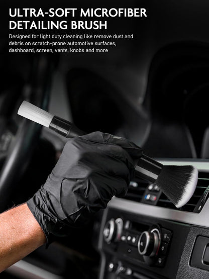 Fantasticlean 9PCS Car Interior Detailing Set, Microfiber Cloth & Applicator, Single-Head Detailing Brushes, Natural Bristles, Scratch-Free & Ultra-Soft for Seats Leather Care or Cleaning