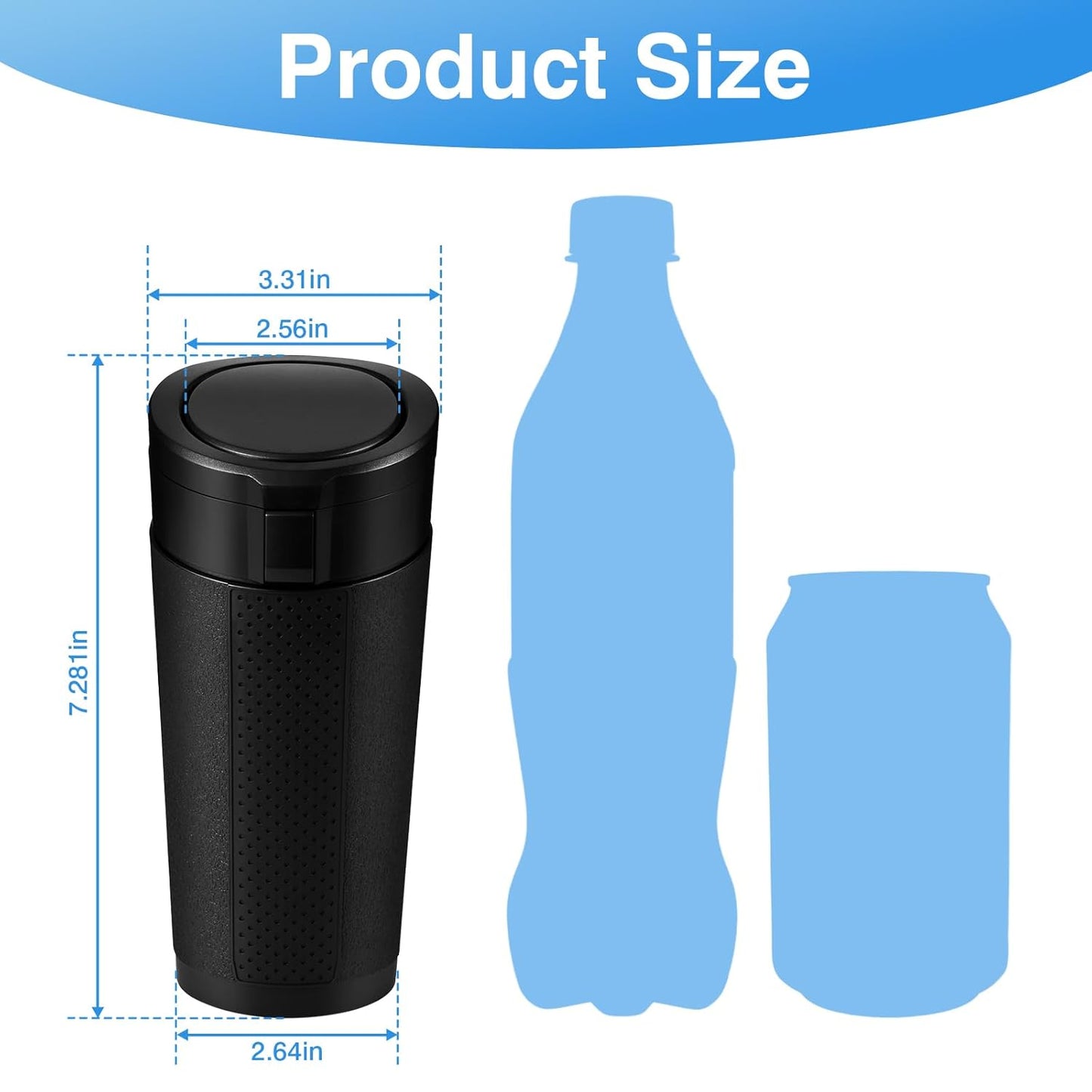 Car Trash Can Bin with Lid, 2 Packs Mini Leakproof Garbage Can for Vehicle, Cup Holder Trash Can, Small Trash Bin for Cars, Home, Bedroom, Office(Black)