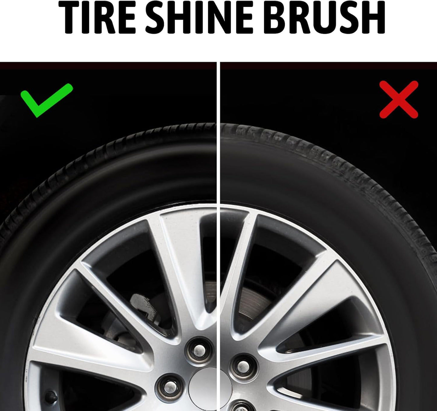 BABYSHEEP Car Tire Shine Applicator,Vegan Tire Shine Brush with Stand for Auto Detailing Cleaning Service (Black)