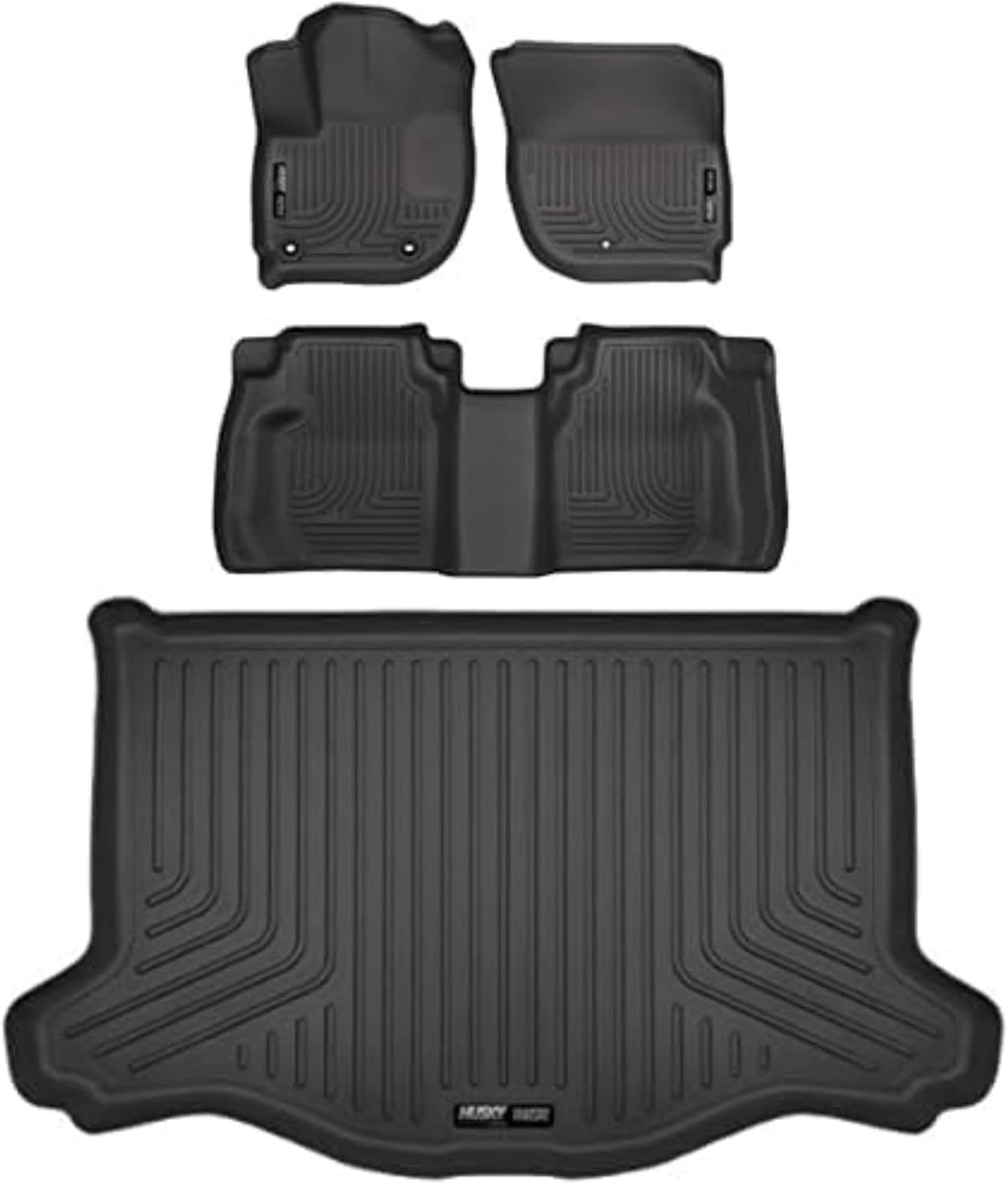 Husky Liners Weatherbeater Floor Mats | Fits 2009-2013 Honda Fit | Front & 2nd Row, 3-pc Black - 98491