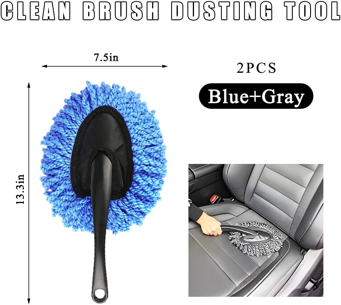 KVAEY Car Dash Duster Brush, Super Soft Microfiber Multi-Functional Car Cleaning Brush, Scratch Free Dash Dusting Tool with a Anti-Skid Handle for Vehicle Home Kitchen Cleaning (Gray)