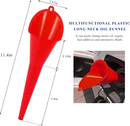 2PCS Oil Funnel, Flexible Multi-Function Automotive Oil Funnel, Spill-Proof Plastic Long Neck Engine Funnels Set for Gas Lubricants Water Diesel Fuel Kerosene, Car Accessories (Blue)