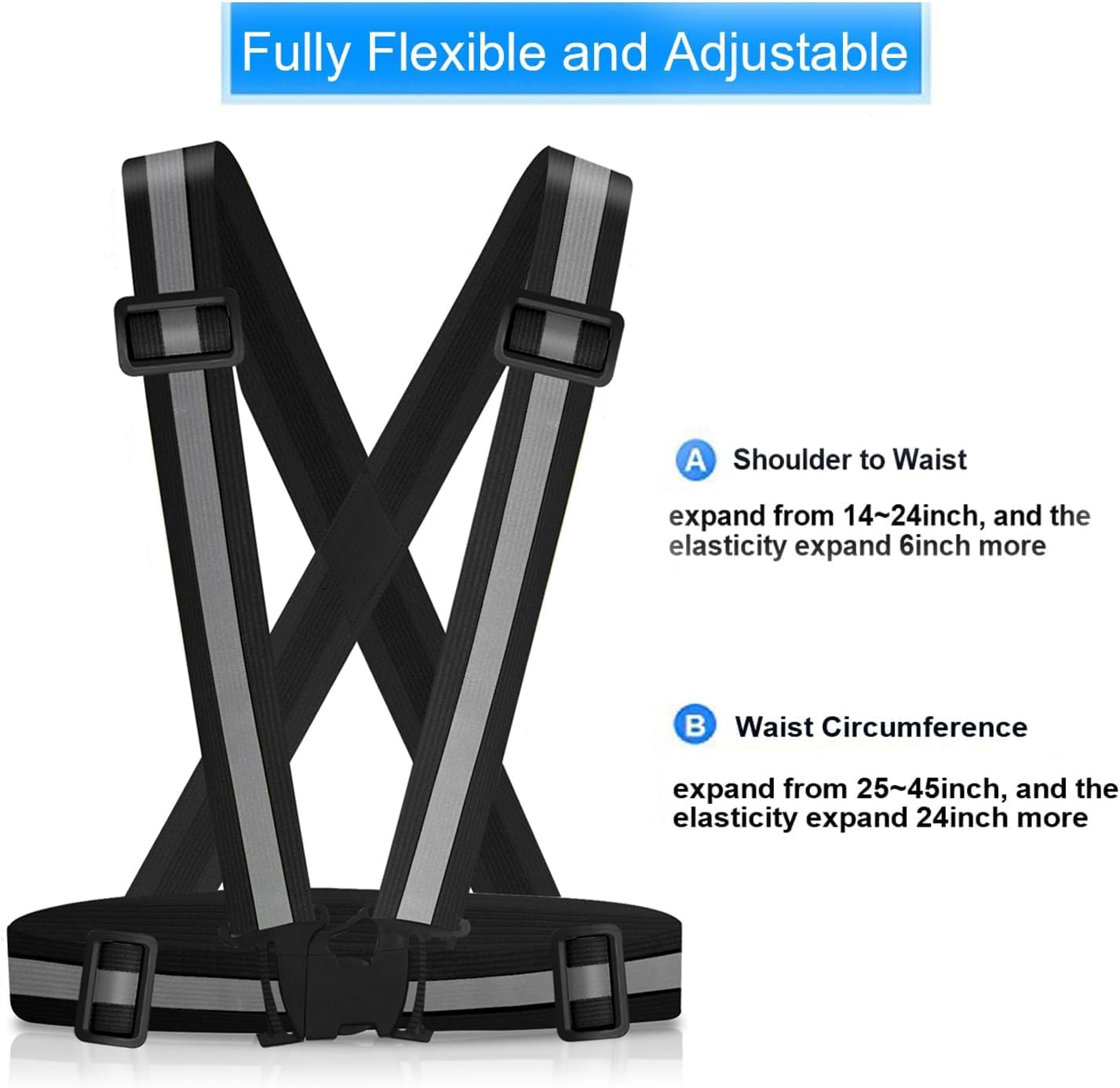 Reflective Vest Running Gear, 2Pack High Visible Safety VES for Cycling Jogging Running Walking, Adjustable for Men Women