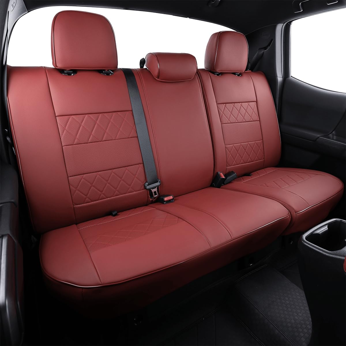 EKR Tacoma Car Seat Covers Custom Fit for Toyota Tacoma (Petrol) 2024 2025 2026 DoubleCab/CrewCab SR/SR5/TRD Sport/TRD Off-Road/Limited -Truck Seat Covers Full Set,Faux Leather(Black)