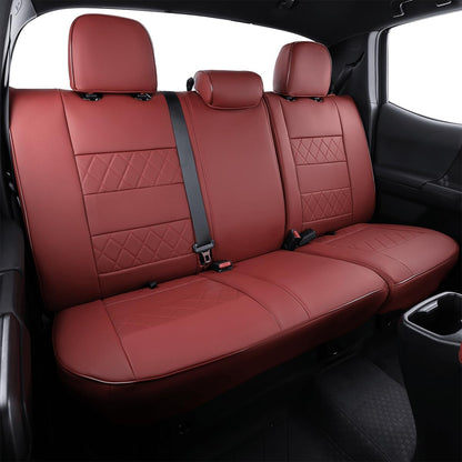 EKR Tacoma Car Seat Covers Custom Fit for Toyota Tacoma (Petrol) 2024 2025 2026 DoubleCab/CrewCab SR/SR5/TRD Sport/TRD Off-Road/Limited -Truck Seat Covers Full Set,Faux Leather(Black)