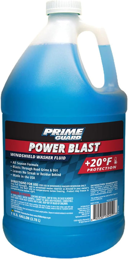 Prime Guard -35°F All Season Blast Windshield Washer Fluid | De-Icer Formula, Removes Ice, Bugs & Road Grime | Ready-to-Use & Safe for All Vehicles | 1 Gallon