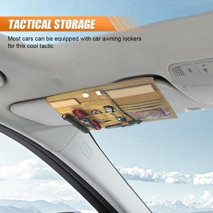 ZIMISI Tactical Molle Car Visor Organizer, 600D Oxford Cloth Truck Visor Molle Panel Sunshade Storage Pouch Holder with Multi-Pocket, Tactical Gear Car Sun Visor Organizer for Most Cars (Black)