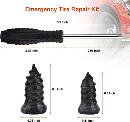 Tire Repair Kit with Tire Plug & Rubber Nail Solutions, Tire Screw Plug Kit with Screwdriver, Professional Heavy Duty Emergency Flat Tire Repair for Car, Truck, Motorcycle, Tractor, Mower, Wheelbarrow