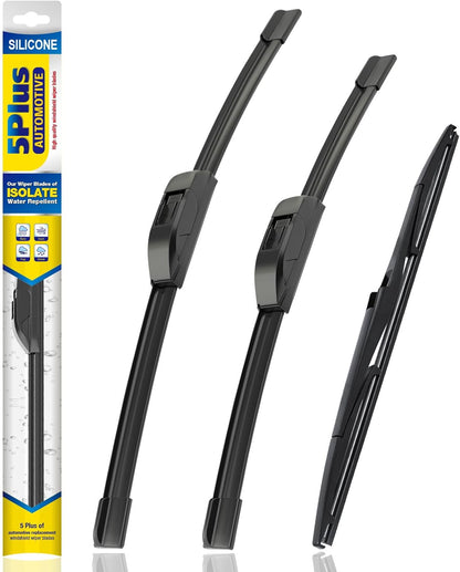 5 PLUS® Silicone Windshield Wipers Replacement for 2019-2024 Toyota RAV4/ 2006-2015 Mazda 5 Wiper Blades(Set of 3), Windshield Wiper Blades For My Car-26"/16"/12" - Colors B