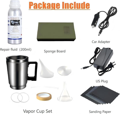 Headlight Restoration Car Headlight Lens Scratch Repair Polish Tool with 100 ml Restoration Liquid,Auto Headlight Vapor Renovation Kit with UV Block Coat to Remove Yellowing/Scratch/Haze/Oxidation