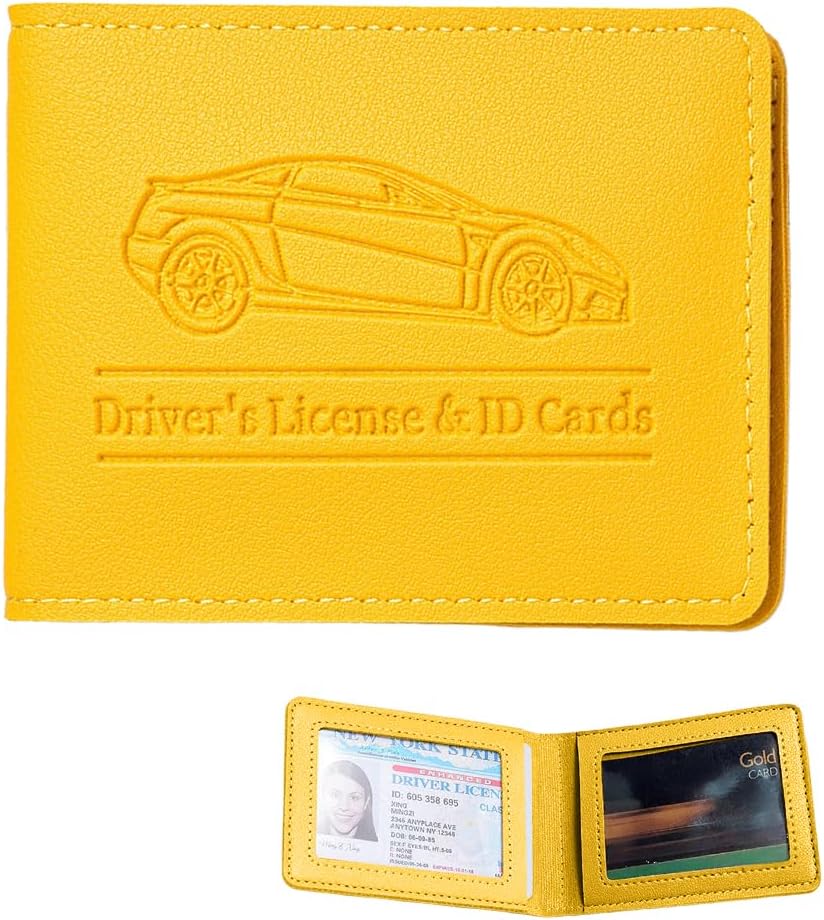 Car Registration Insurance Holder, Vehicle Document Glove Box Organizer, Small Automotive Interior Comparment Driver License Case Accessories for Men Women, Universal Fit (Red)
