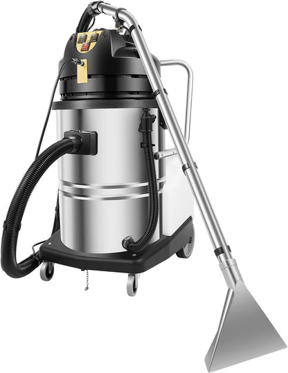 40L/10.6Gal Commercial Carpet Cleaner Machine, 3-in-1 Heavy Duty Extractor Vacuum with 1049W Power & 230mbar Suction, Professional Upholstery Cleaner for Sofa Curtain Car, Stainless Steel Wet Dry Vac