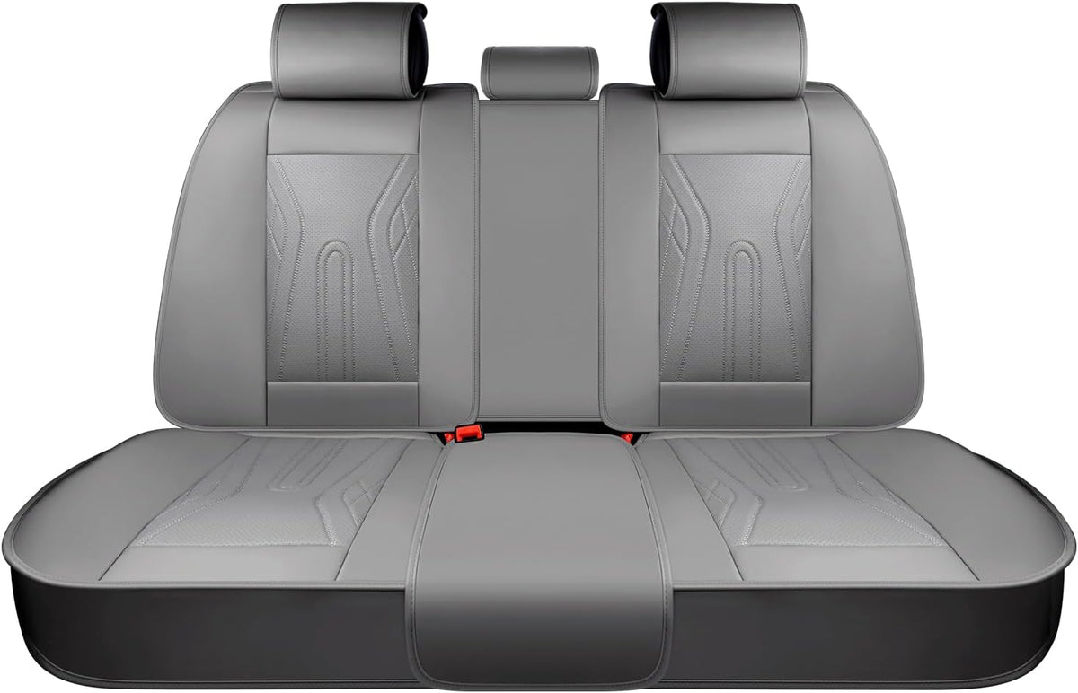 Huidasource Coffee Seat Covers Full Set, Universal Fit for Most Cars Trucks SUV, Full Coverage Leather Seat Cover, Airbag, Cupholder Compatible, Velcro Adjustable, Heaating/Cooling Function Retain
