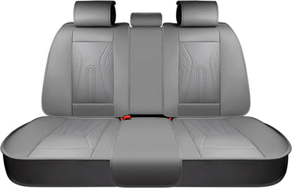 Huidasource Coffee Seat Covers Full Set, Universal Fit for Most Cars Trucks SUV, Full Coverage Leather Seat Cover, Airbag, Cupholder Compatible, Velcro Adjustable, Heaating/Cooling Function Retain
