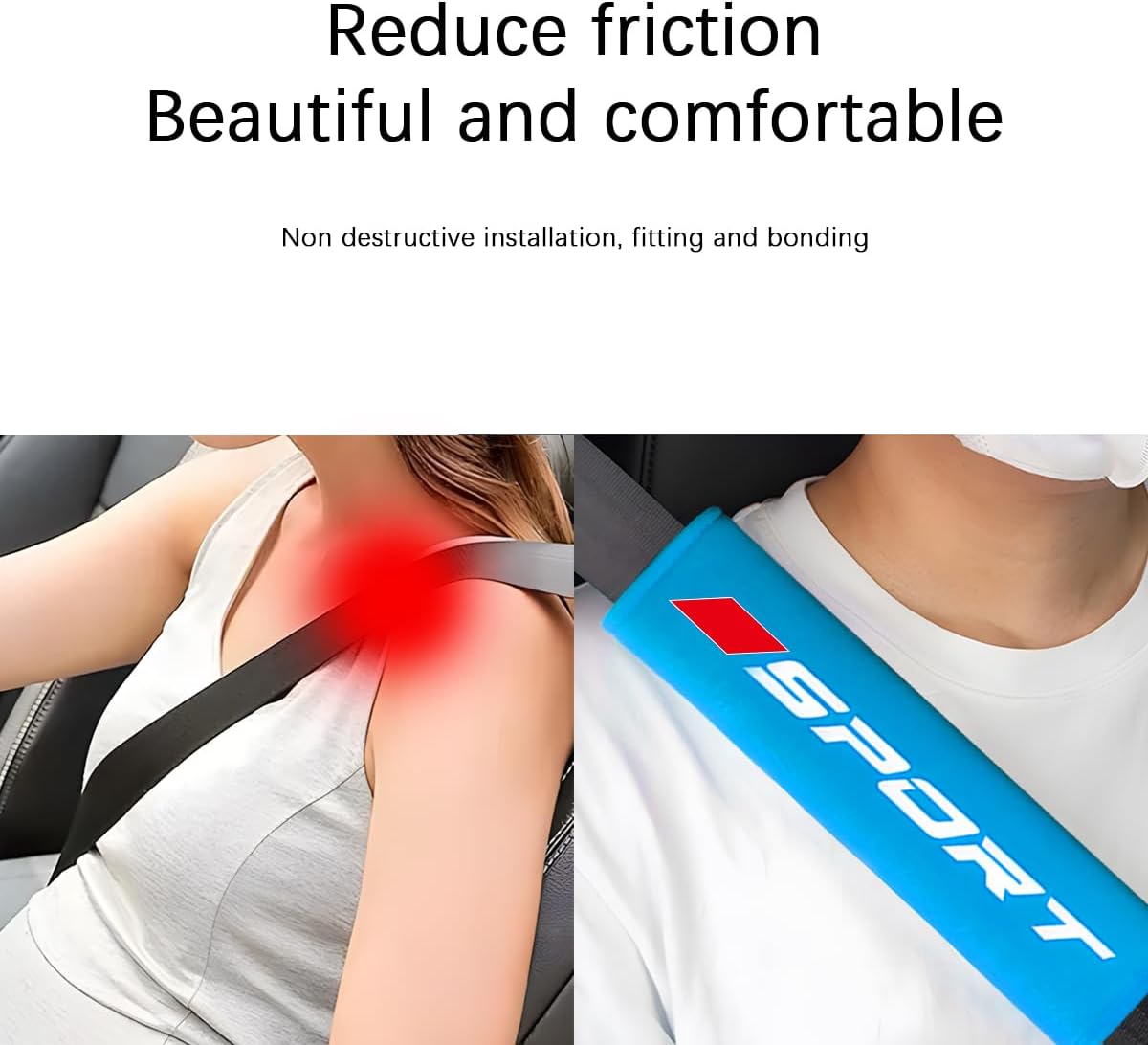 Mandark Car Seat Belt Pad, Vehicle Seatbelt Shoulder Strap Cover for More Comfortable Driving, Auto Interior Safety Belt Protection Cushion Accessories, Universal for SUV, Truck, RV (Black)