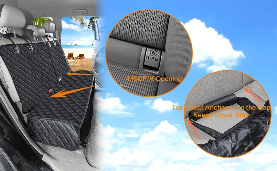 ANOSOSPECIAL Dog Car Seat Cover for Back Seat Cover,Non Stick Fur Rear Seat Protector for Pet,Nonslip Waterproof Durable Universal Fit Interior Backseat Covers for Auto Van SUV