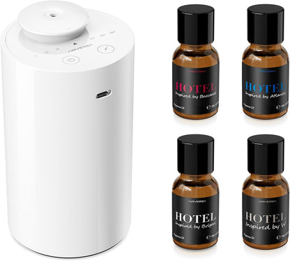 Airversa Waterless Diffuser for Essential Oil, Car Diffsuer, Battery Operated Nebulizer, 0.7 Fl Oz/ 20mL, Mini Scent Air Machine, 3 Timers & 3 Mist Levels for Home, Room, Car, Office - AN6 Black