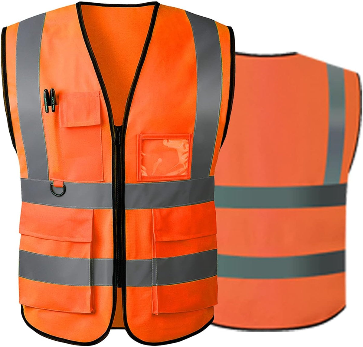 Reflective Safety Vest for Women Men High Visibility Security With Pocket Zipper Front Meet ANSI/ISEA Standard