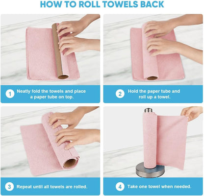 AIDEA Microfiber Cleaning Cloth Roll, Grey 75PK, Reusable Paper Towels Tear Away Cloth, Microfiber Towels for Cars, Wash Cloths, Lint Free Rags for House, Kitchen,Window,Cleaning Supplies 11.5"×11.5"