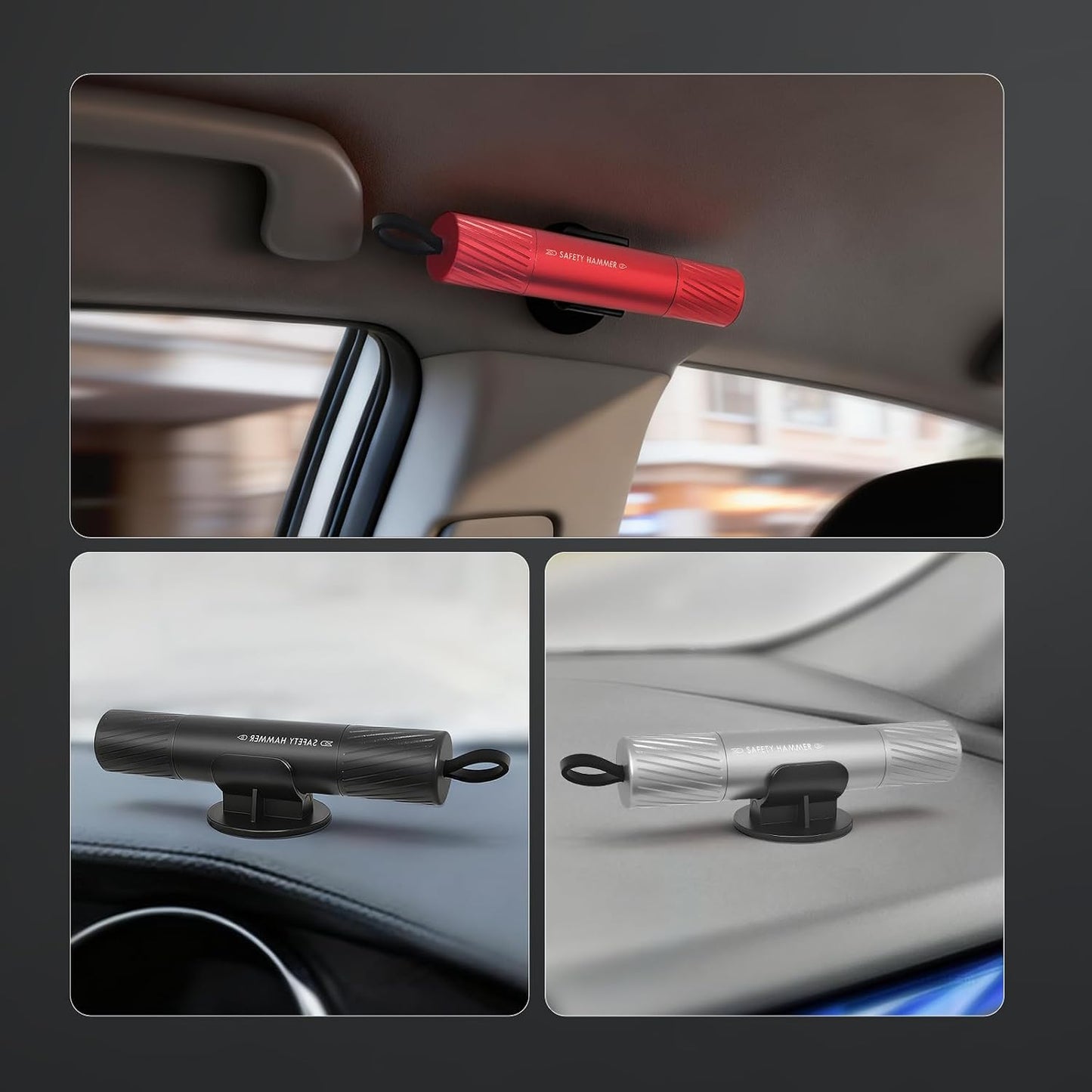 3Pcs Car Window Breaker Seatbelt Cutter, 2-in-1 Car Escape Tool, Window Breaker Glass Tool & Seatbelt Cutter, Essential Car Safety Hammer for Vehicle Emergencies