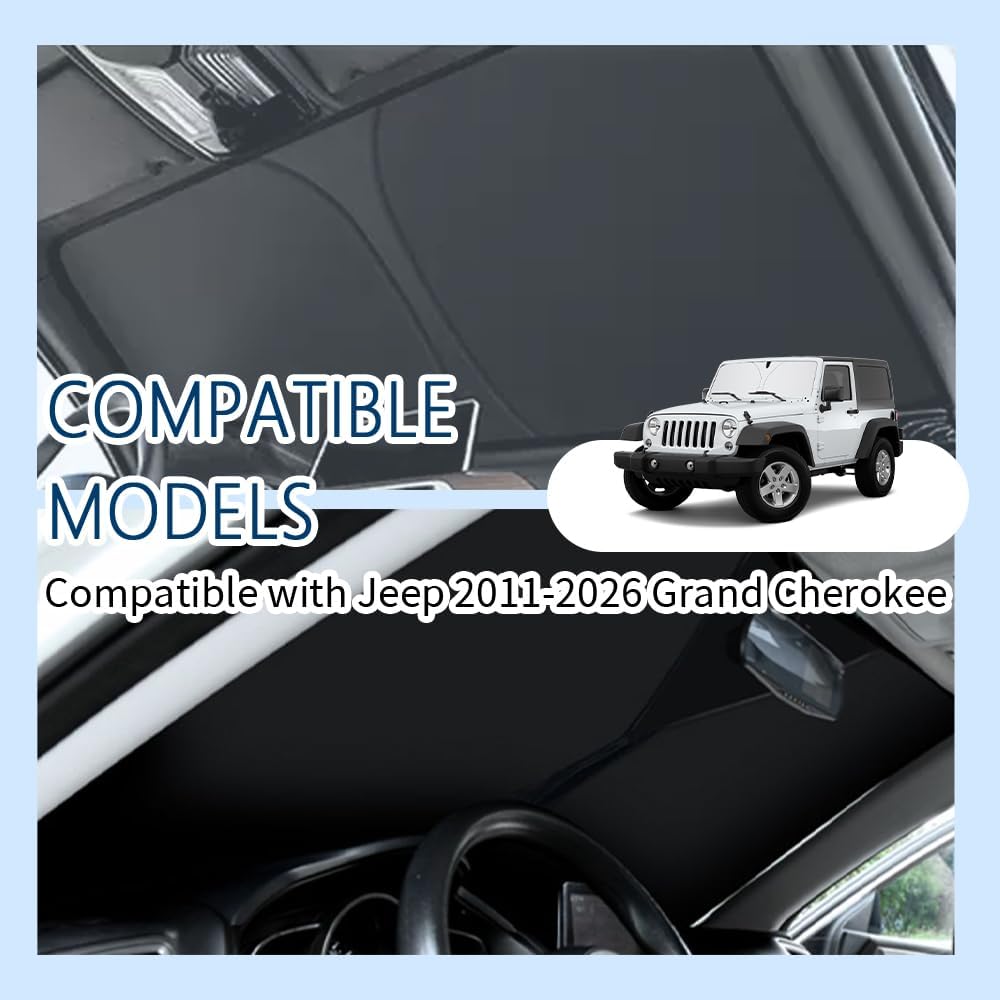 300T Thickened Automotive Glass Sunshade and Comes with Storage Bag,Keep Car Interior Cool,Universal Windshield Sun Shade Fit for Cars,Trucks,SUVs (L: 57.08 * 31.5 inch)