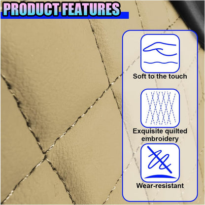 Leather Car Center Console Cover, Universal Automotive Armrest Booster Cushion, Vehicle Middle Console Organizer with 2 Cup Holders, Side Storage Bag, Tissue Box & Phone Slot(Black)