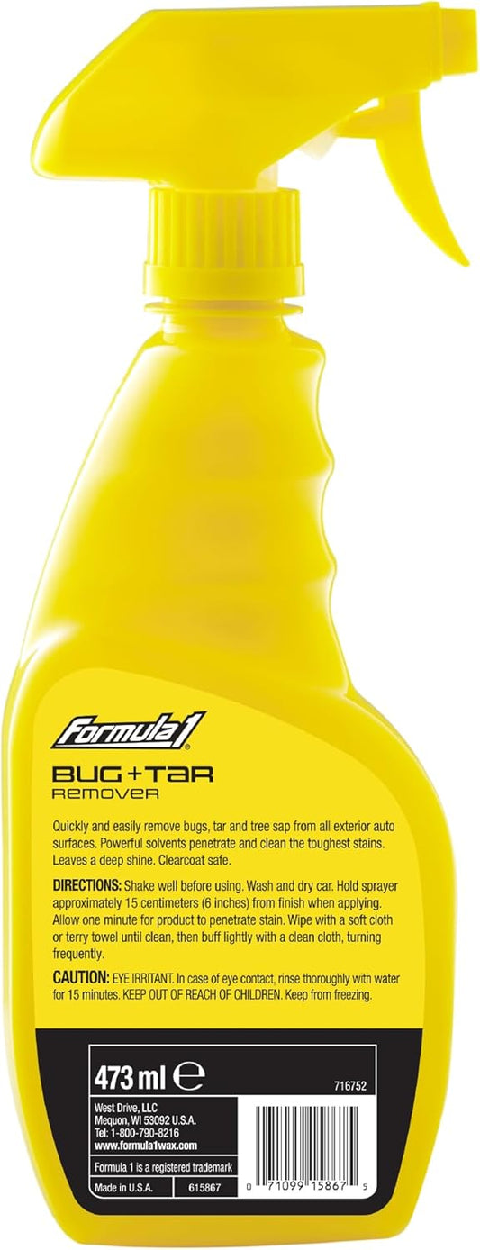 Formula 1 Bug and Tar Remover - Powerful Exterior Degreaser and Pre Wash for Detailing - Safe for All Auto Surfaces, 16 Ounces