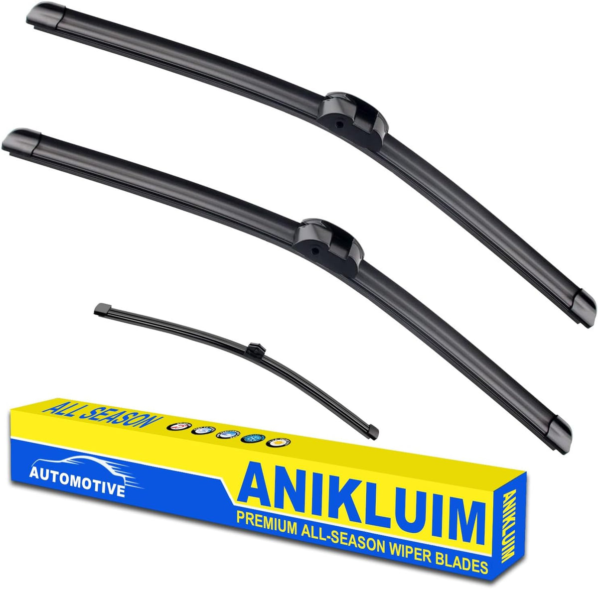 ANIKLUIM® 28"+28" Wiper Blades with 16" Rear Wiper Blade Set Replacement for 1996-2007 Caravan Town & Country Windshield Wipers Original Factory Quality (Pack of 3) - Colors B