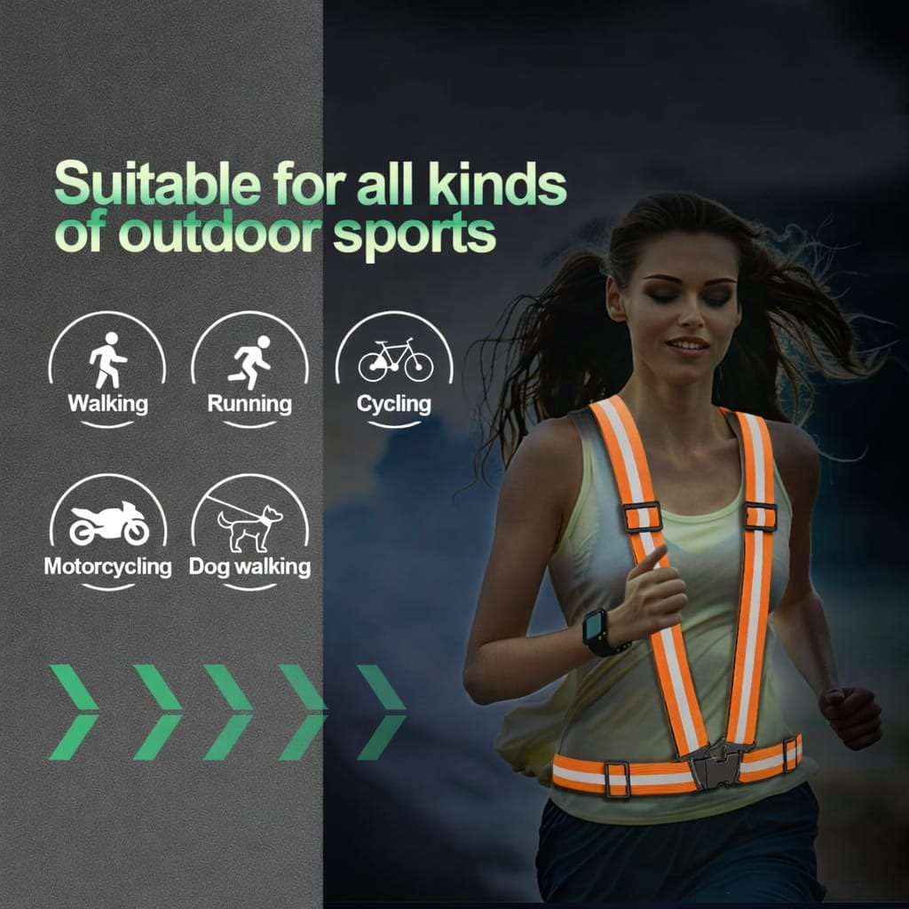 2 Packs Reflective Vest Running Gear, High Visibility Reflective Running Gear Adjustable Elastic Safety Vest for Night Jogging, Biking, Walking or Dog Walking, Running Vest for Men Women Children