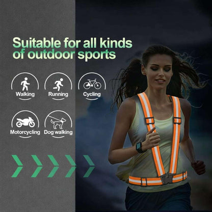 2 Packs Reflective Vest Running Gear, High Visibility Reflective Running Gear Adjustable Elastic Safety Vest for Night Jogging, Biking, Walking or Dog Walking, Running Vest for Men Women Children