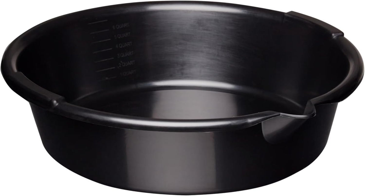 Oil Drain Pan, 7-Quart Oil Change Pan with Built-in Scale and Spout, Portable Waste Oil Catch Basin for Garage and Car Engine Maintenance, Black