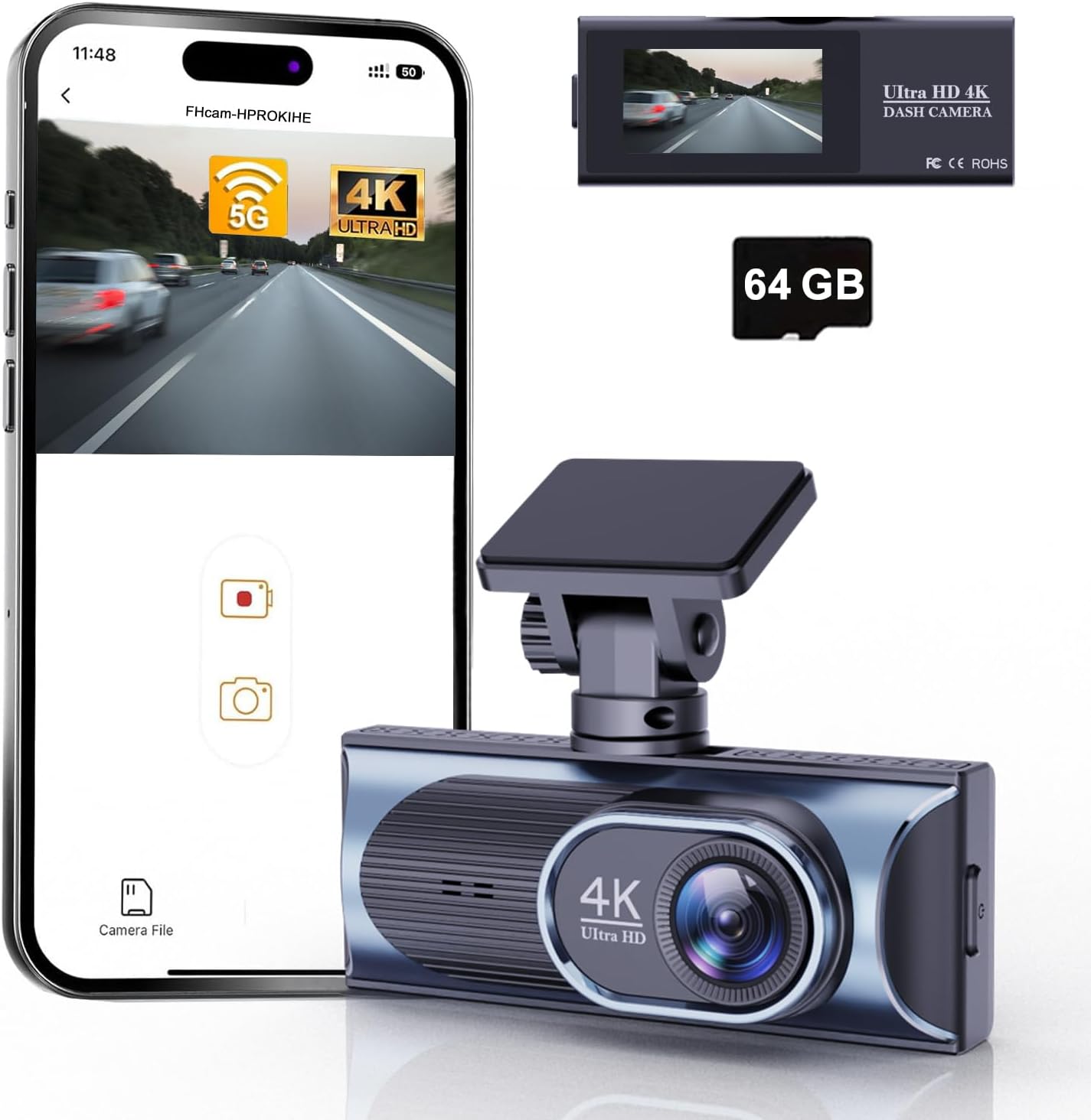 1080P Dual Dash Camera for Car Front and Inside Dashcam Car Security Video Recorder,170°Wide Angle Vehicle Cam,WDR,G-Sensor,2’’ IPS Screen,Loop Recording,Night Vision (Dual Dash Cam Without Card)